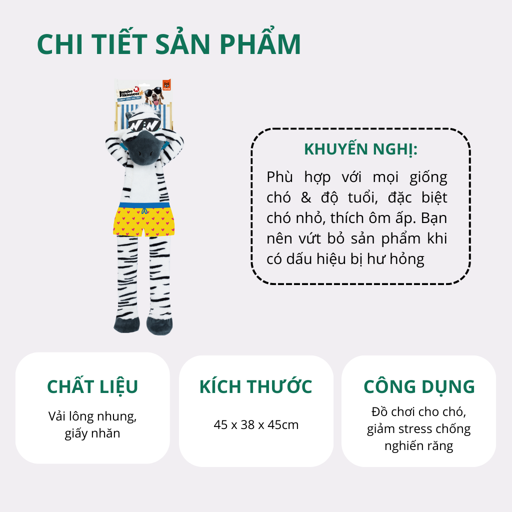 Đồ chơi thú bông hình ngựa vằn FOFOS
