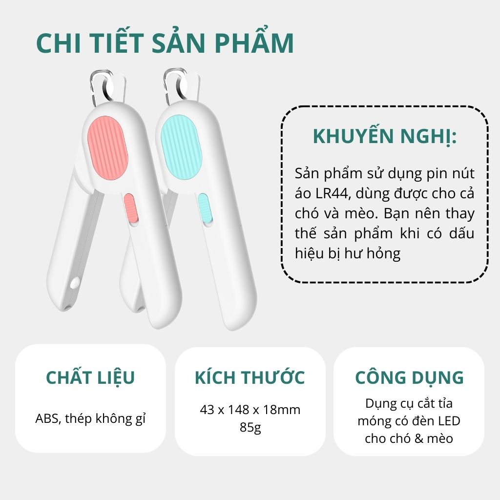 Kìm cắt móng chó mèo đèn LED Petgravity