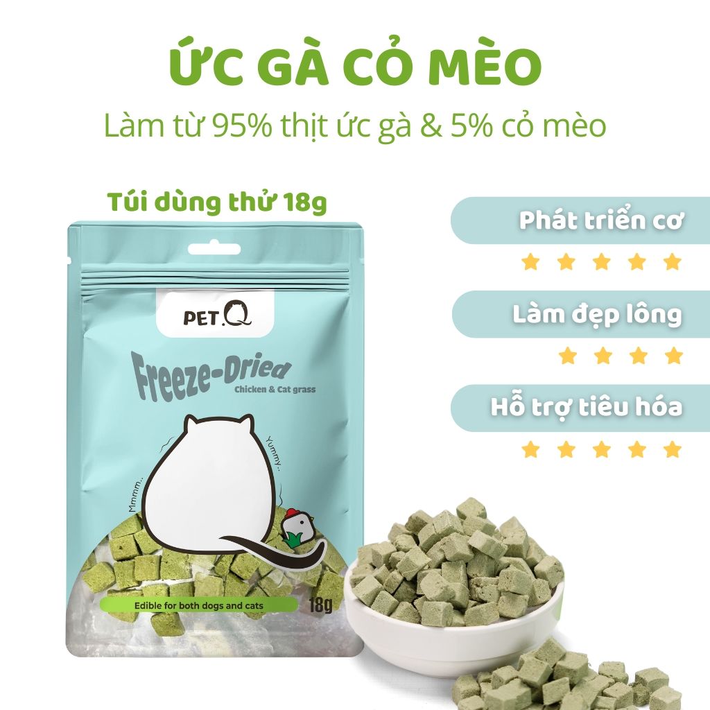 Thức ăn đông khô cho thú cưng PetQ - 5 vị
