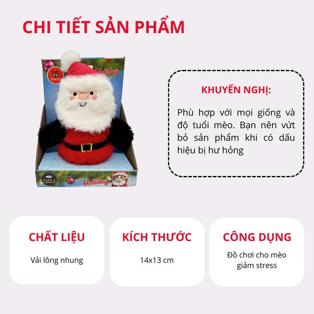 Đồ chơi cho mèo FOFOS ông già Noel