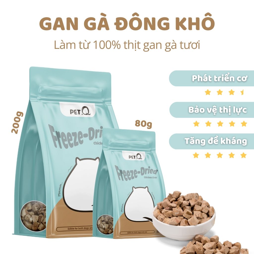 Thức ăn đông khô cho thú cưng PetQ - 5 vị