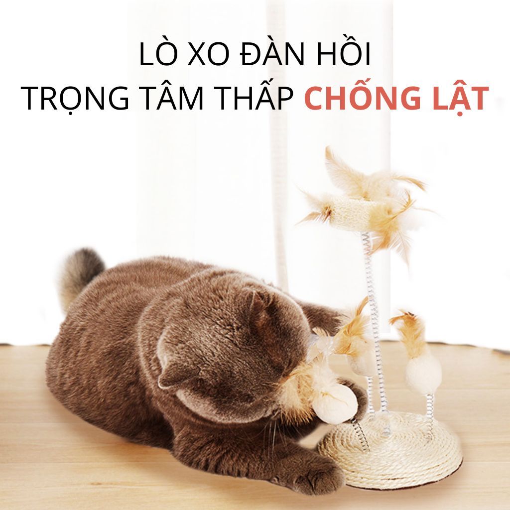 Bàn cào móng sisal kết hợp cây lông vũ FOFOS