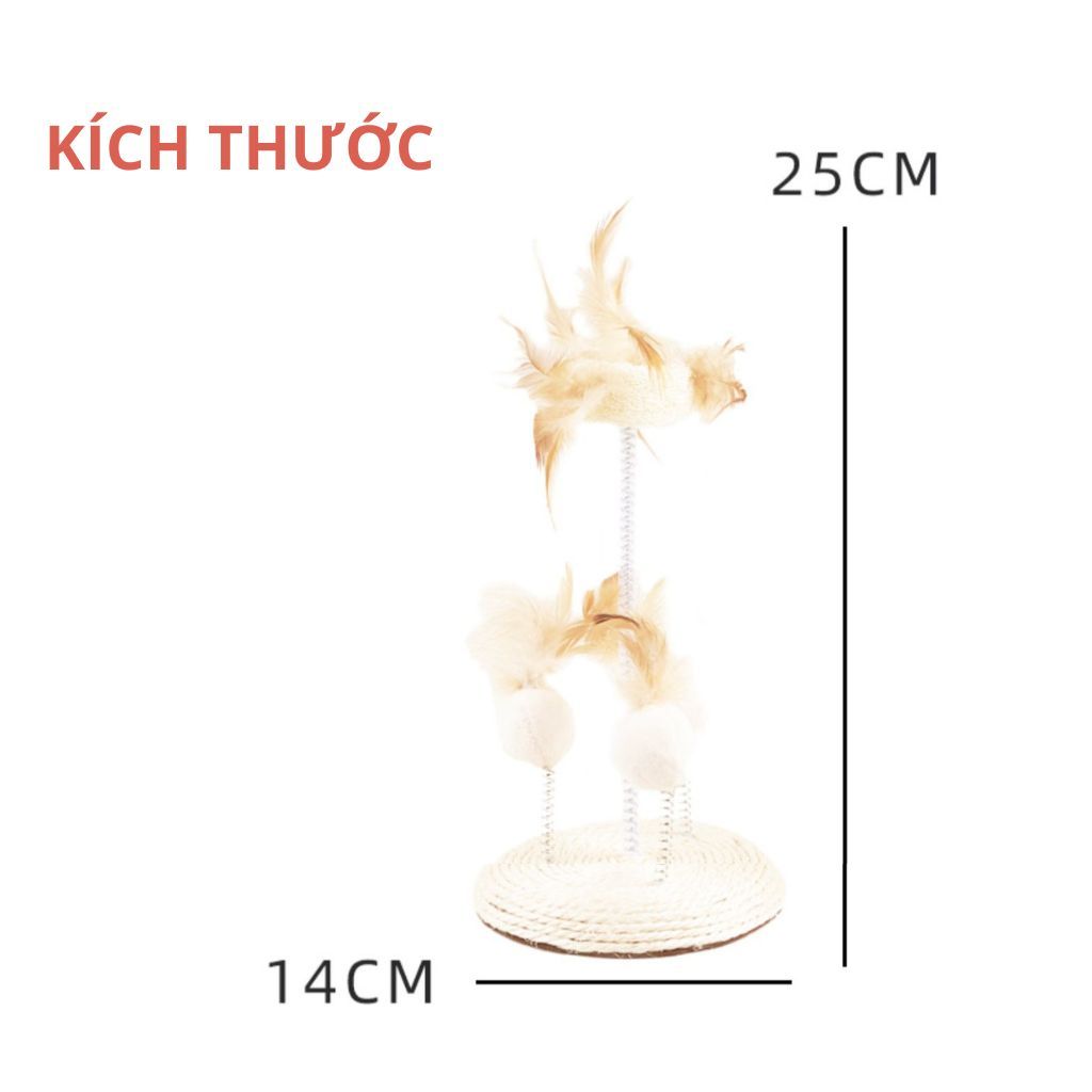 Bàn cào móng sisal kết hợp cây lông vũ FOFOS