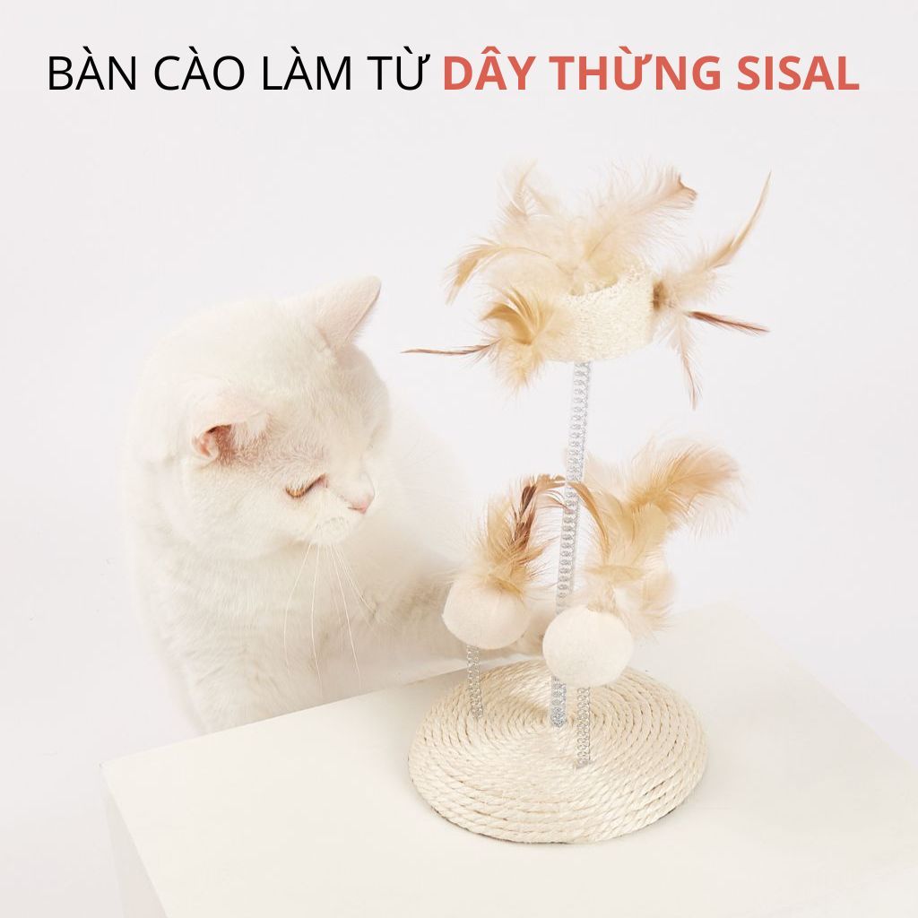 Bàn cào móng sisal kết hợp cây lông vũ FOFOS