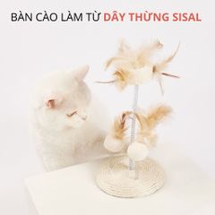 Bàn cào móng sisal kết hợp cây lông vũ FOFOS