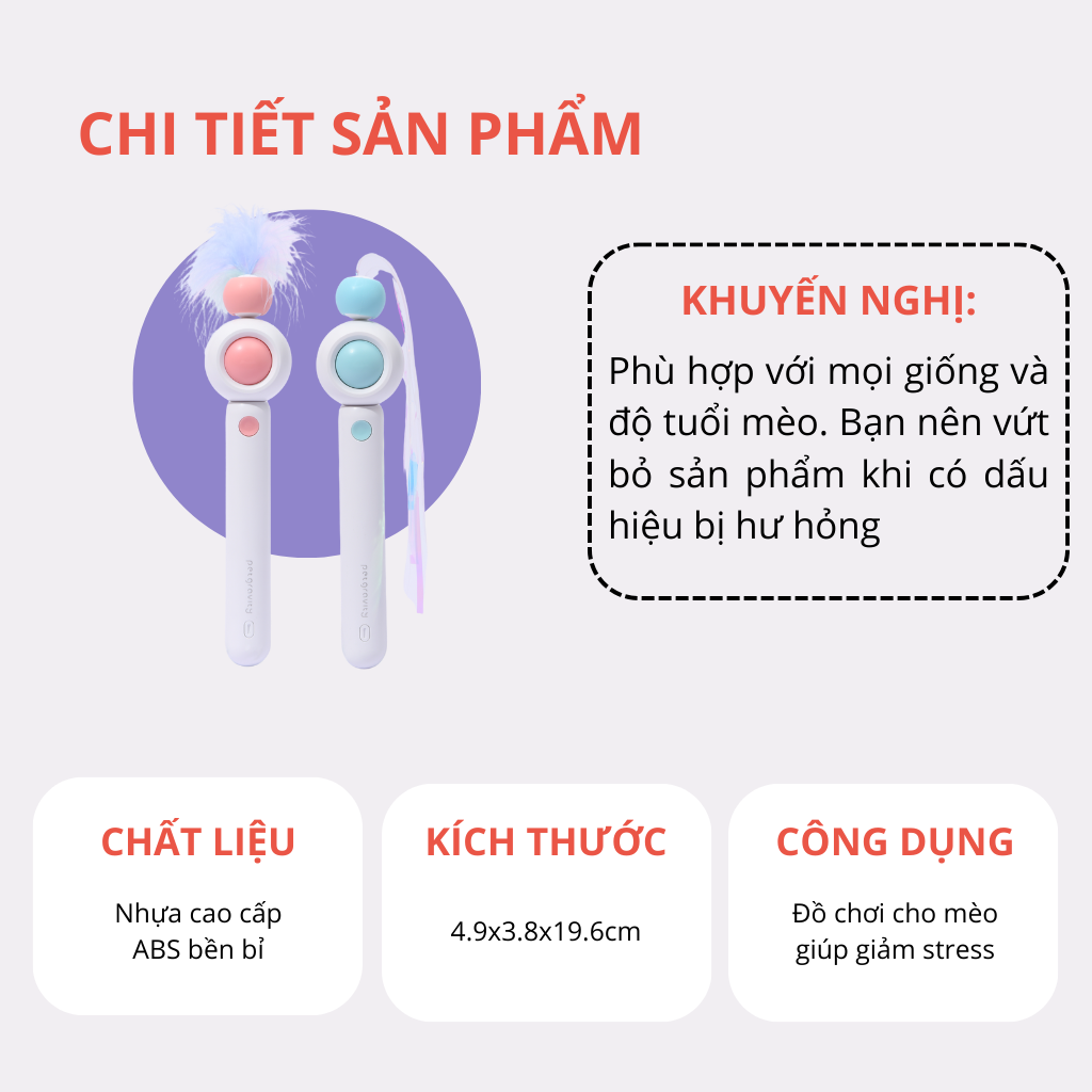 Cần câu & Đèn laser trêu ghẹo mèo