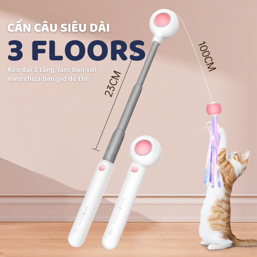 Cần câu & Đèn laser trêu ghẹo mèo
