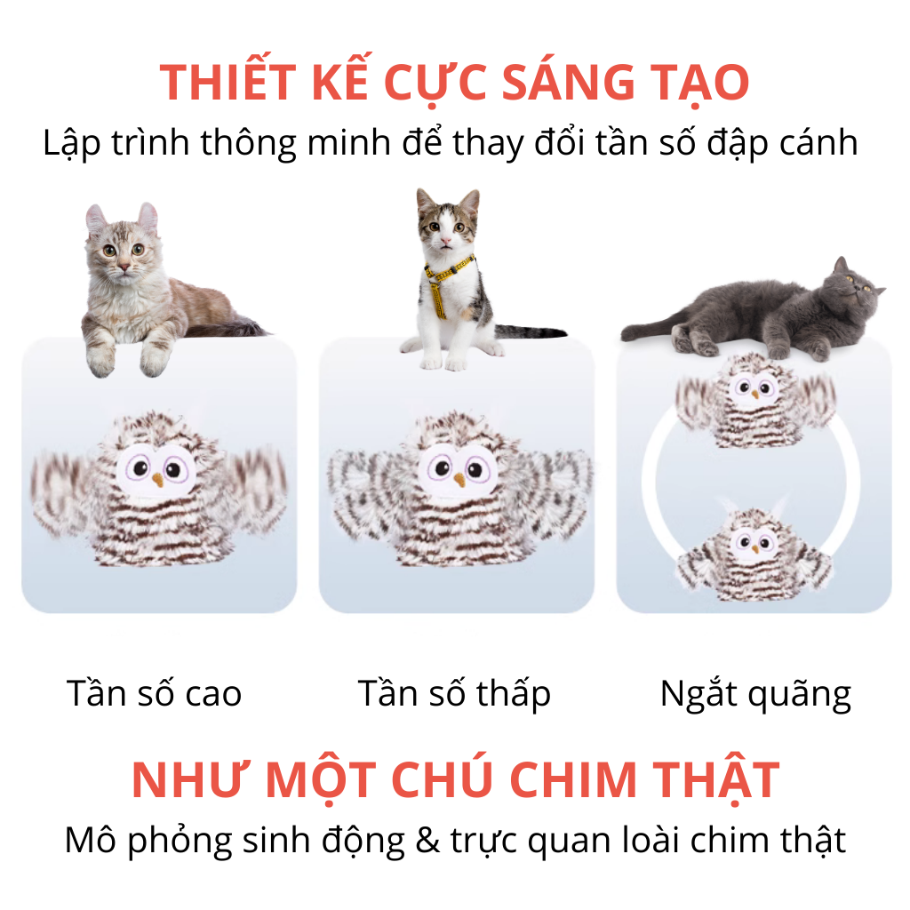 Đồ chơi cảm biến tự động hình chim cú mèo FOFOS