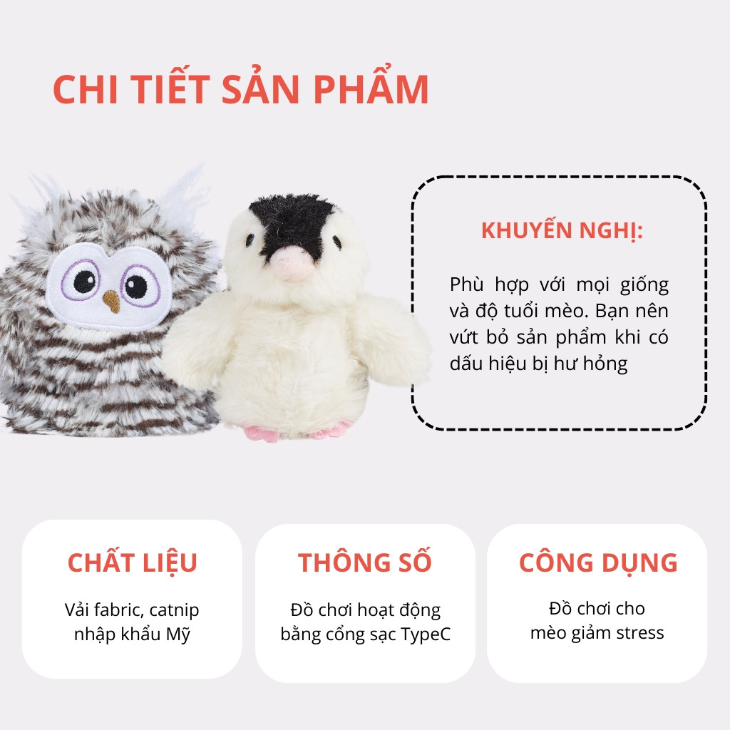 Đồ chơi cảm biến tự động hình chim cú mèo FOFOS