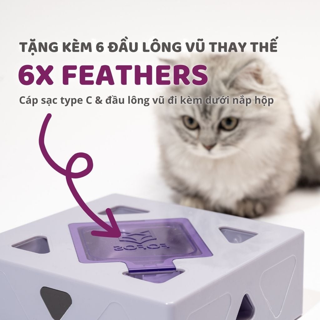 Hộp đồ chơi lông vũ cảm biến tự động FOFOS