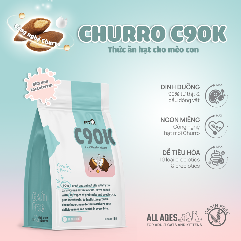 Thức ăn hạt cho mèo Churro C90K PetQ