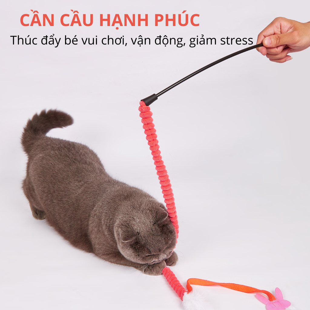 Đồ chơi cần câu mèo lông nhung FOFOS