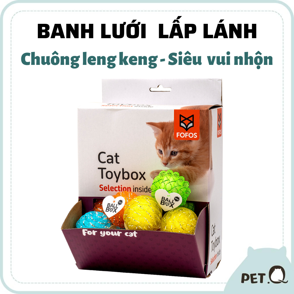 Đồ chơi banh lưới lấp lánh đàn hồi chứa chuông FOFOS