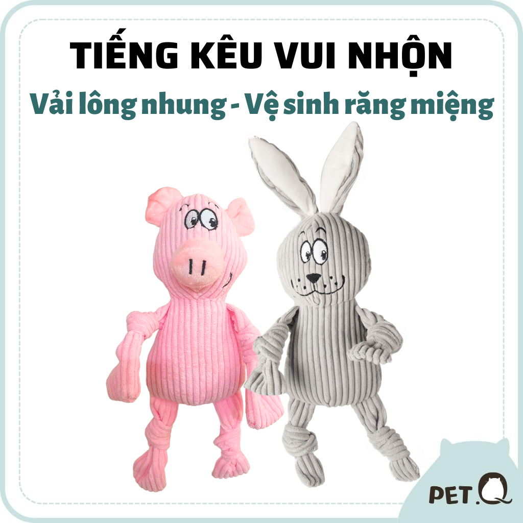 Đồ chơi thú bông hình gấu xám & heo hồng FOFOS