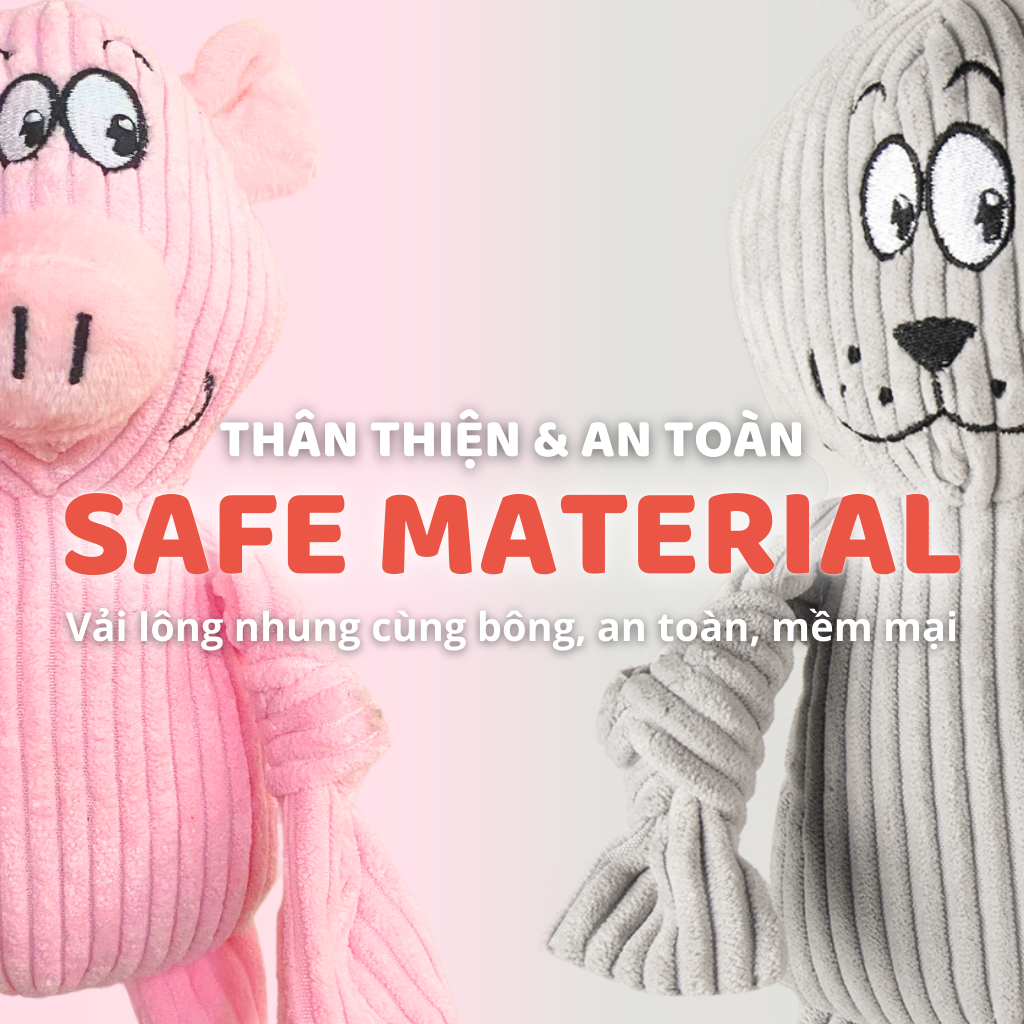 Đồ chơi thú bông hình gấu xám & heo hồng FOFOS