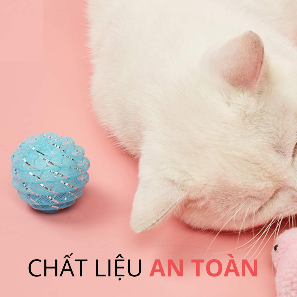 Đồ chơi banh lưới lấp lánh đàn hồi chứa chuông FOFOS