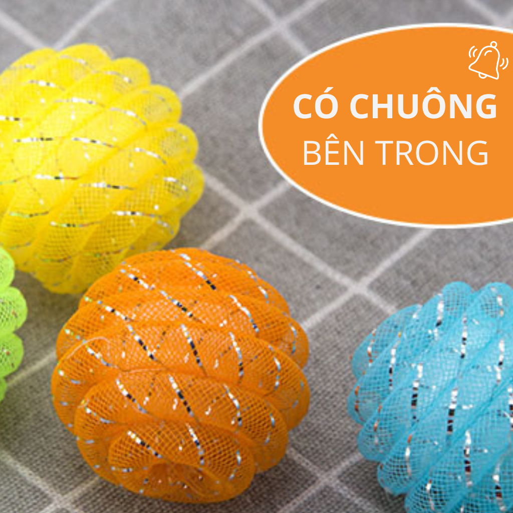 Đồ chơi banh lưới lấp lánh đàn hồi chứa chuông FOFOS