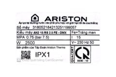 Bình nóng lạnh Ariston 15 lít 2500W AN2 15 RS 2.5 FE
