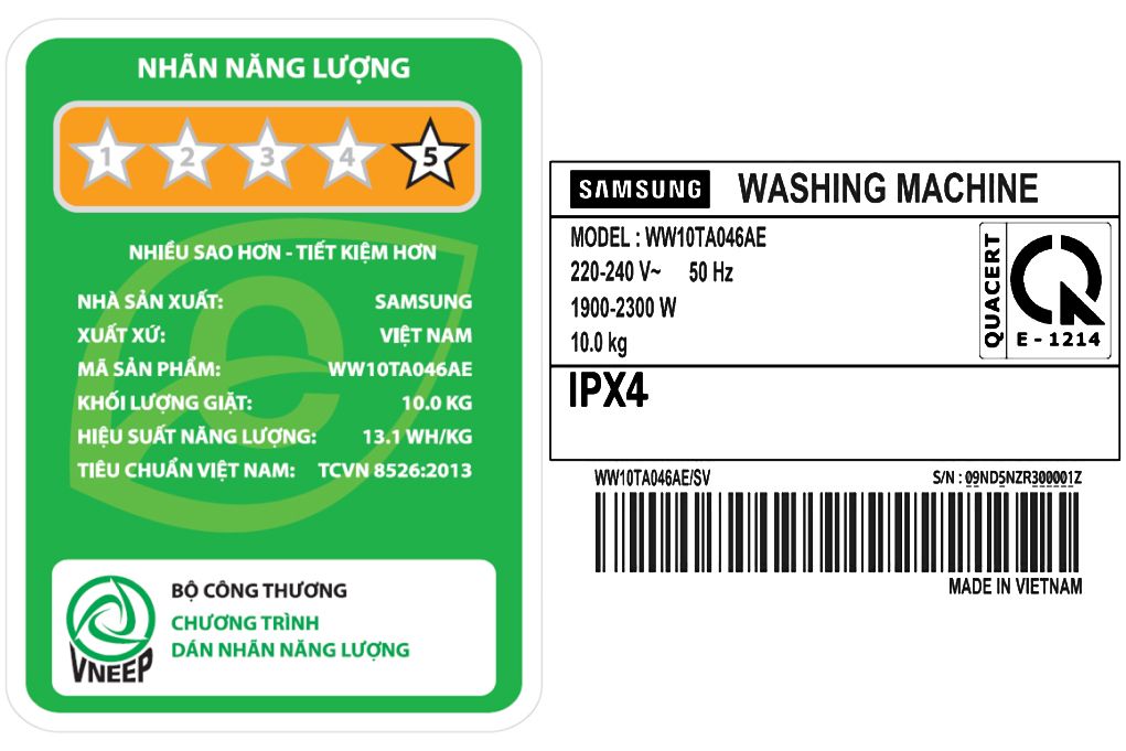 Máy giặt Samsung Inverter 10 kg WW10TA046AE/SV