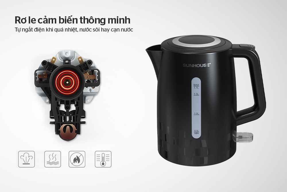 Ấm siêu tốc Sunhouse 1.7 lít SHD1306