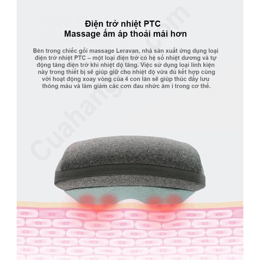 Gối Massage Nhiệt Độ Không Dây Leravan LF – YK006 – SGY