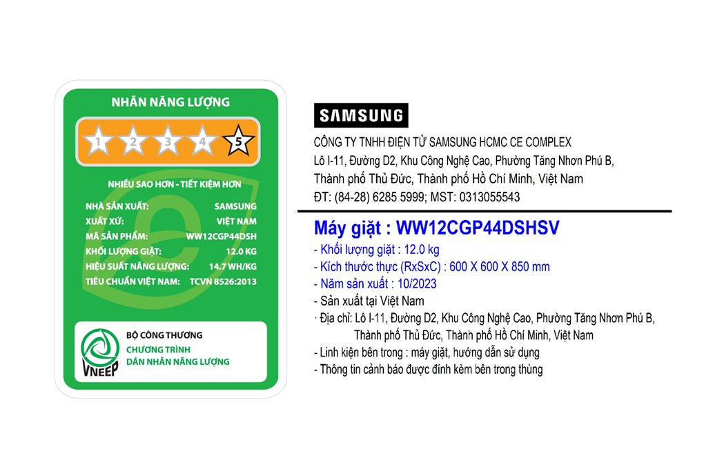 Máy giặt Samsung AI Ecobubble Inverter 12 kg WW12CGP44DSHSV
