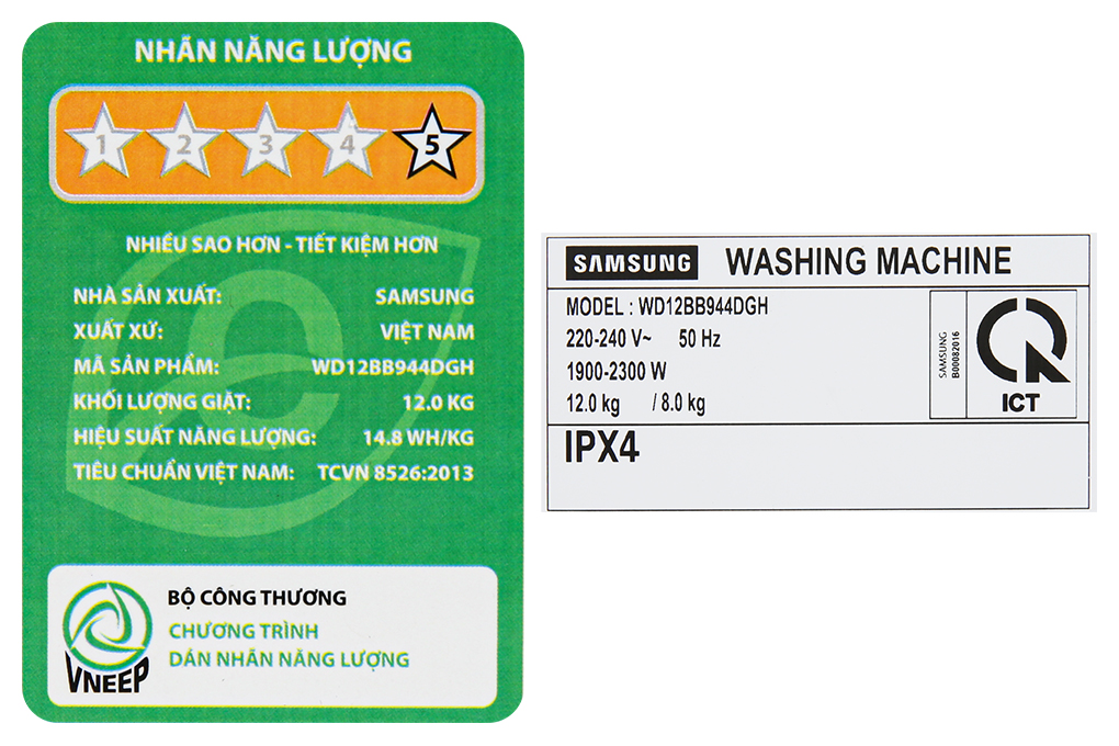 Máy giặt sấy Samsung Bespoke AI Inverter giặt 12 kg/sấy 8 kg WD12BB944DGHSV