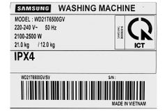 Máy giặt sấy Samsung Inverter giặt 21 kg - sấy 12 kg WD21T6500GV/SV