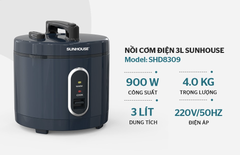 NỒI CƠM ĐIỆN SUNHOUSE 3L SHD8309