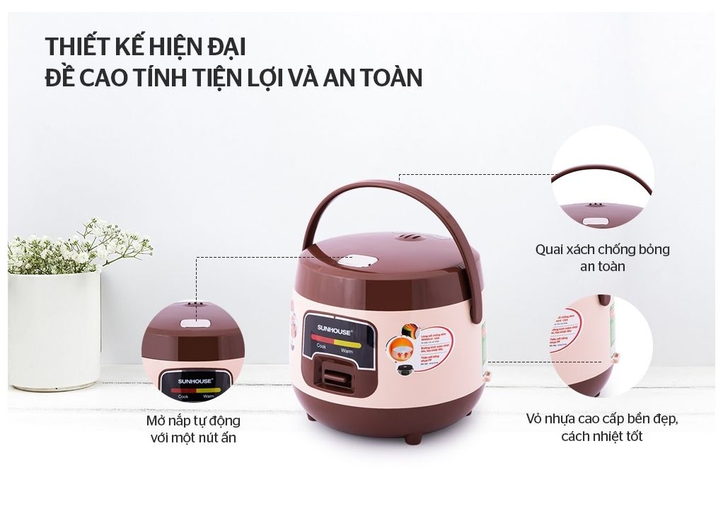 NỒI CƠM ĐIỆN 1L SUNHOUSE SHD8208C