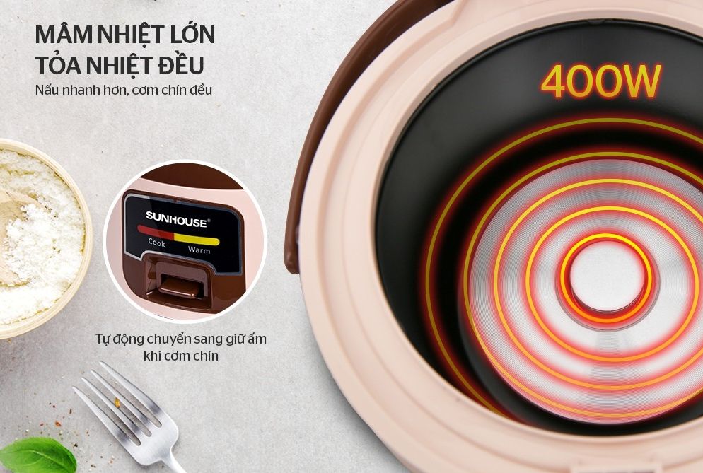 NỒI CƠM ĐIỆN 1L SUNHOUSE SHD8208C