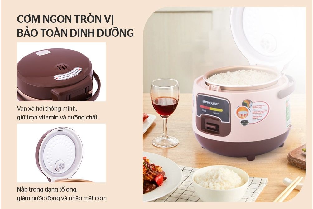 NỒI CƠM ĐIỆN 1L SUNHOUSE SHD8208C