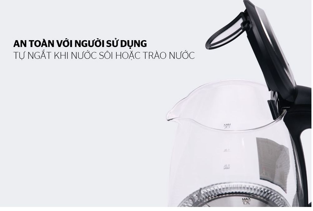 ẤM SIÊU TỐC THỦY TINH 1.7L SUNHOUSE SHD1217