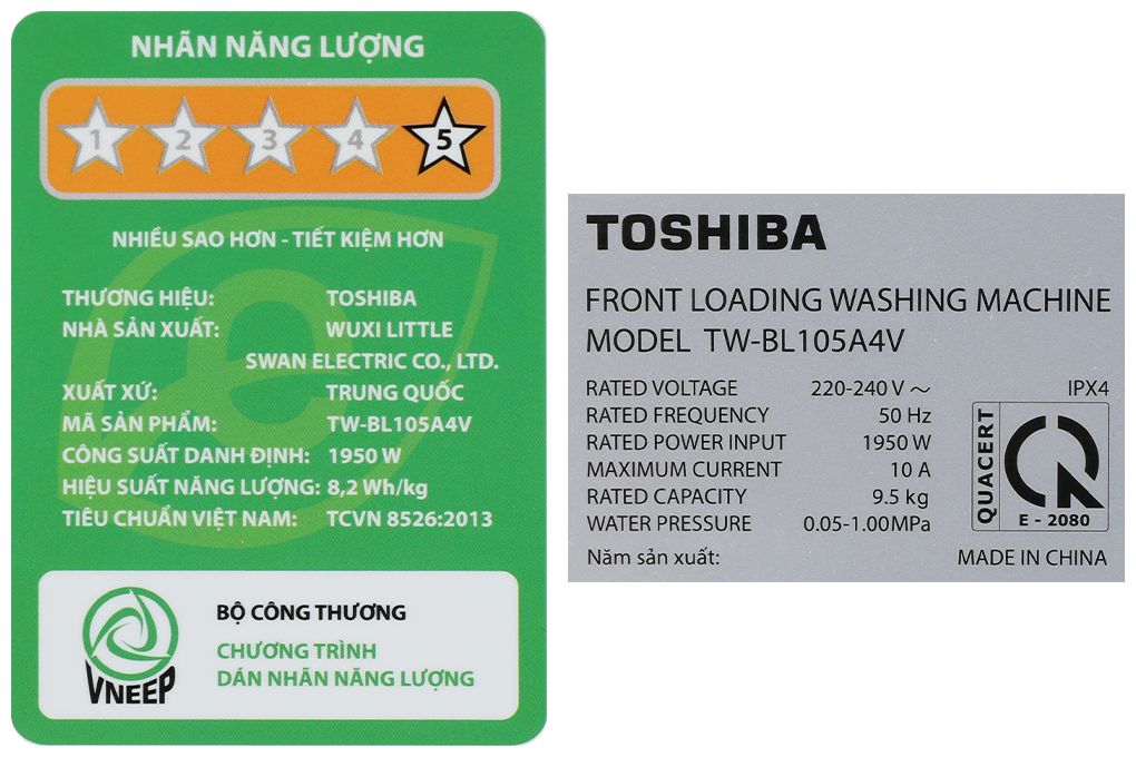 Máy giặt Toshiba inverter 9.5 kg TW-BL105A4V(SS)