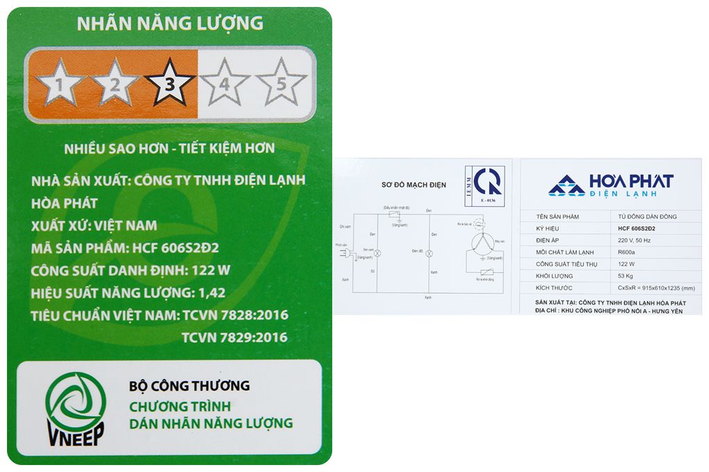 Tủ đông Hòa Phát 245 lít HCF 606S2Đ2