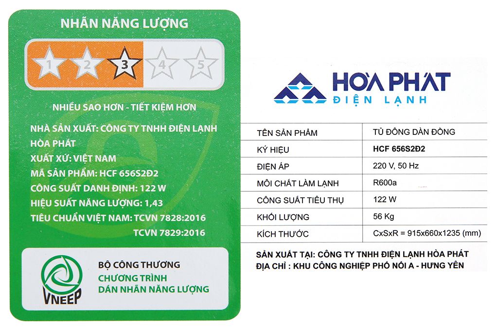 Tủ đông Hòa Phát  271 lít HCF 656S2Đ2