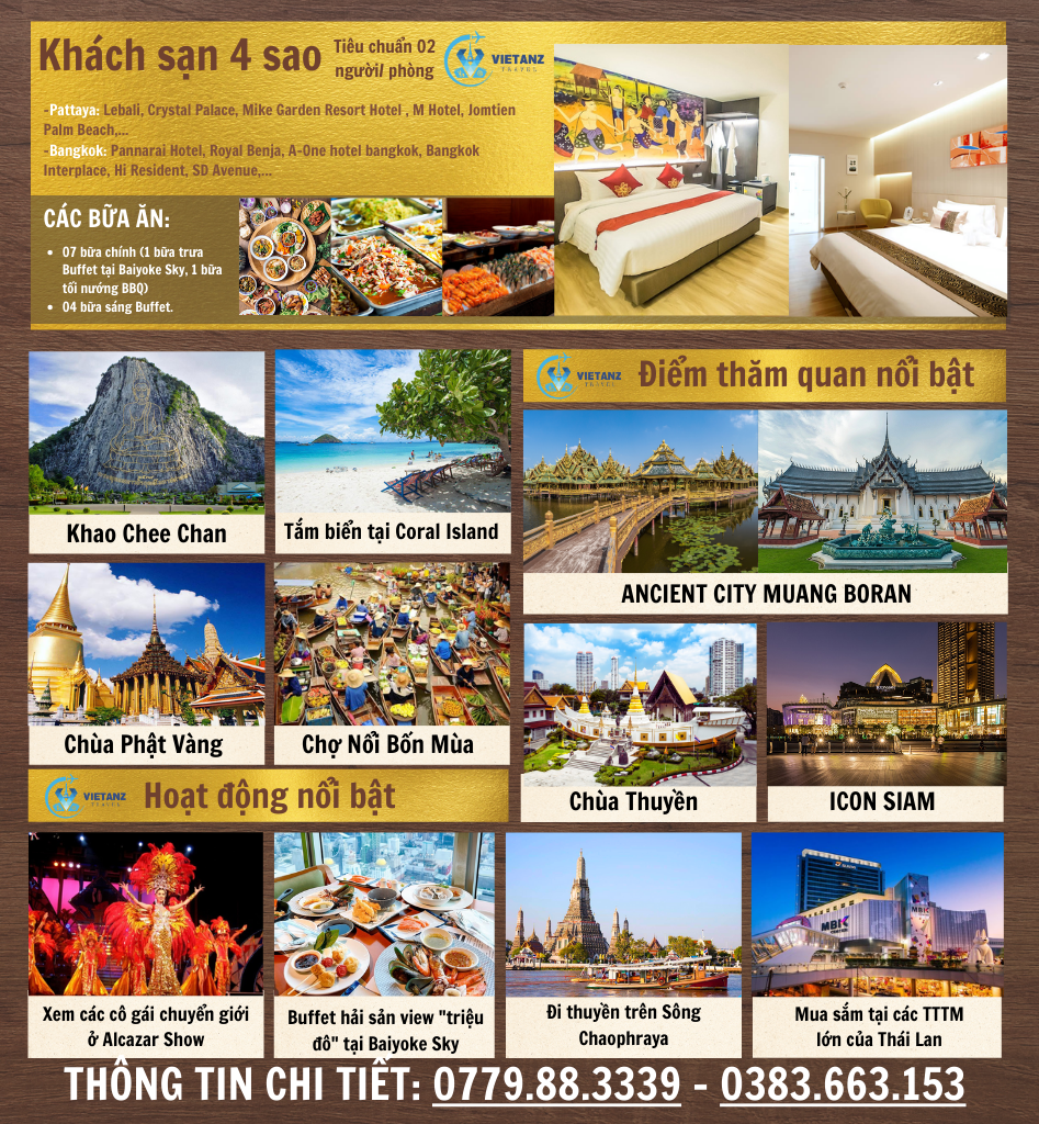 BANGKOK - PATTAYA 5N4D - KÈM BUFFET DU THUYỀN 5* (BAY VNA)