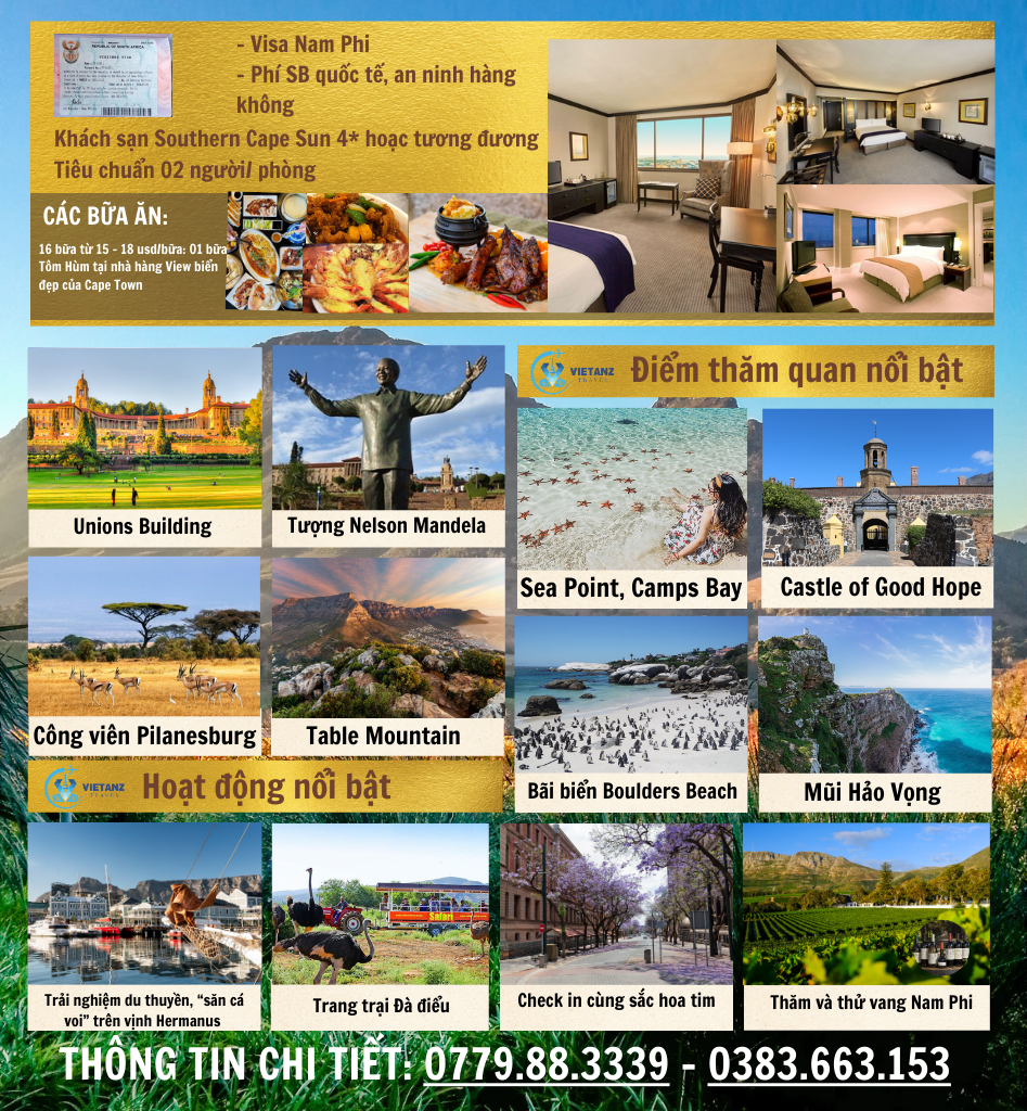 JOHANNESBURG - PRETORIA - SUN CITY - CAPE TOWN - HERMANUS 8N7D (BAY SQA)