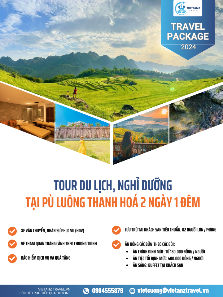 Tour du lịch Thanh Hoá: Hà Nội - Pù Luông 2 ngày 1 đêm