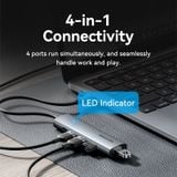  HUB Mở Rộng Đa Năng 5-in-1 VENTION TGZ (Type-C to USB 3.0*4, USB-C*1, 0.15M) 