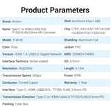  Hub Mở Rộng Kết Nối Đa Năng 9-in-1 VENTION THA (Type-C to HDMI/USB3.0*3/TF/SD/RJ45 1Gbps/3.5mm/PD) 