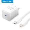  Bộ Sạc Nhanh GaN Kèm Cáp VENTION FEP (Type-C, 20W) 