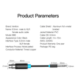  Dây cáp âm thanh cho micro có dây chất lượng cao VENTION BBE (1.5m, 6.35mm TRS Male to XLR Female) 