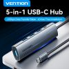  HUB Mở Rộng Đa Năng 5-in-1 VENTION TGZ (Type-C to USB 3.0*4, USB-C*1, 0.15M) 