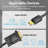  Cáp Chuyển DP to VGA 1080p VENTION HBL (1080p@60Hz) 