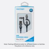  Cáp Sạc Nhanh 3-in-1 MFi USB to M+L+C VENTION CQJ (2.4A, Fast Charging) 