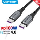  Cáp Sạc Nhanh VENTION USB3.1 C to C TAH (5A/100W, 10Gbps, 4K@60Hz, Cotton Braided) 