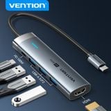  HUB Mở Rộng Đa Năng 5-in-1 VENTION TGM (Type C to 1*HDMI 4K@60Hz, 3*USB3.0 5Gbps, 1*Type-C 3.2 Gen1 5Gbps+PD 100W) 
