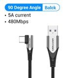  Cáp Sạc Nhanh USB to Type C 40W VENTION COG (5A, Right Angle Cable) 