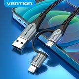  Cáp Sạc Nhanh 2-in-1 MFi USB to M+L VENTION CQH (2.4A) 